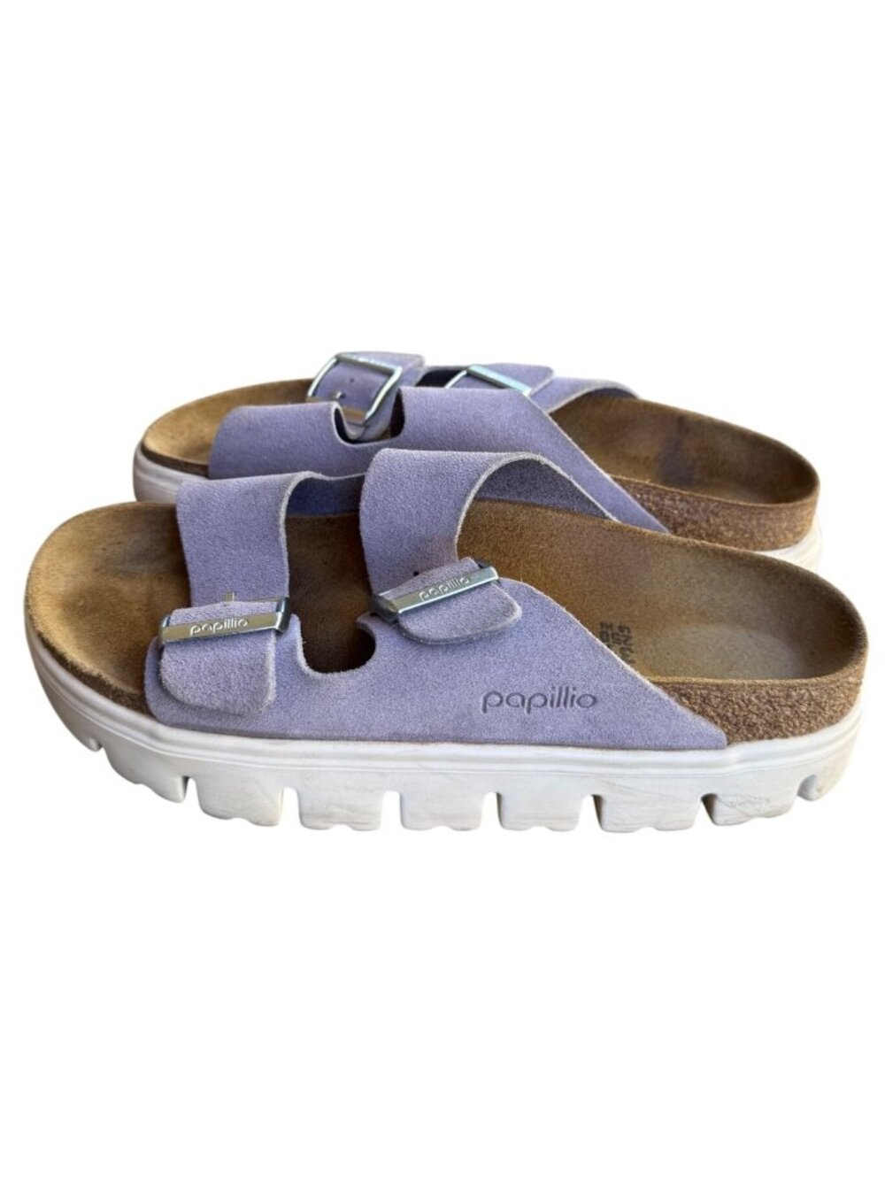 Birkenstock Papillio Purple Suede Double-Buckle Platform Sandals Size 39 W8/M6